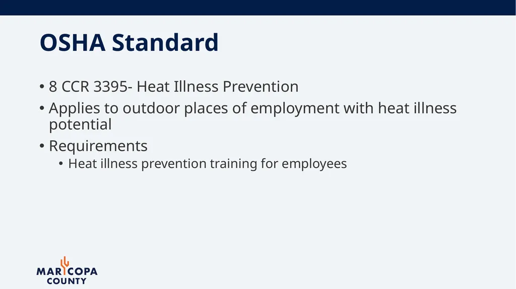 Workplace Heat Illness Prevention Office of - slide 3 of 28