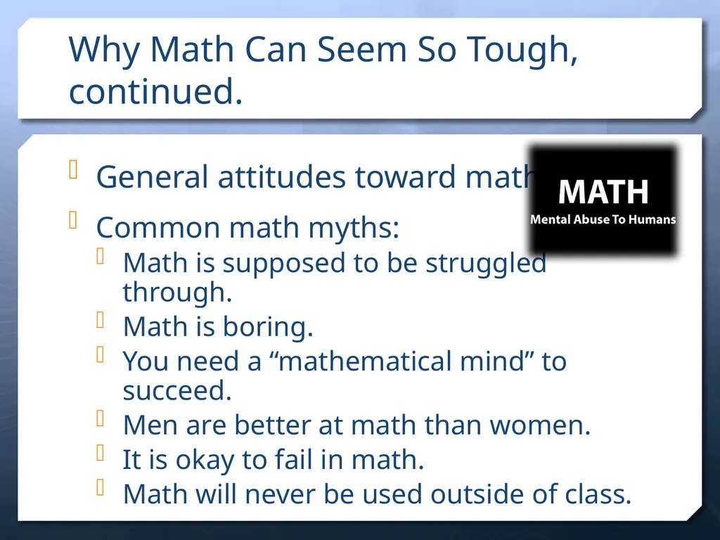 What Makes Math Different? Math Study Skills, 2nd - slide 6 of 12