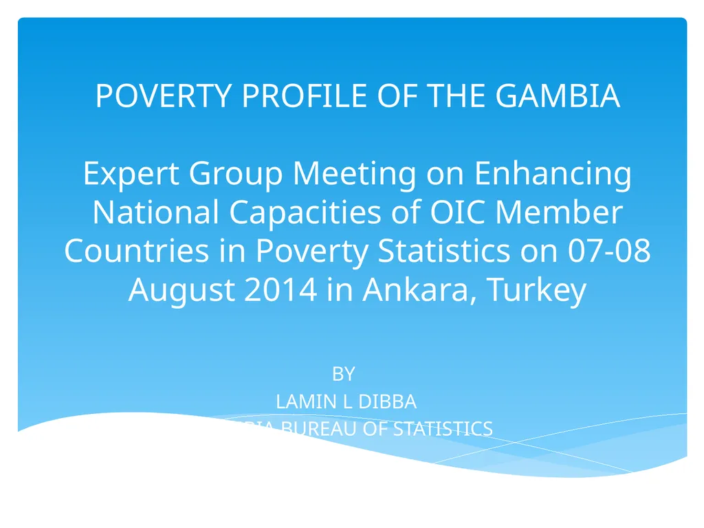 POVERTY PROFILE OF THE GAMBIA Expert Group Meeting - slide 1 of 12