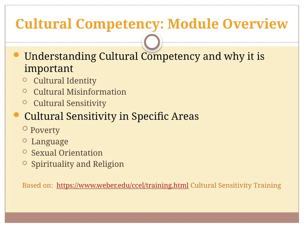 Training Module Cultural Competency Cultural - slide 2 of 25
