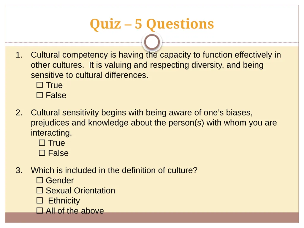 Training Module Cultural Competency Cultural - slide 24 of 25