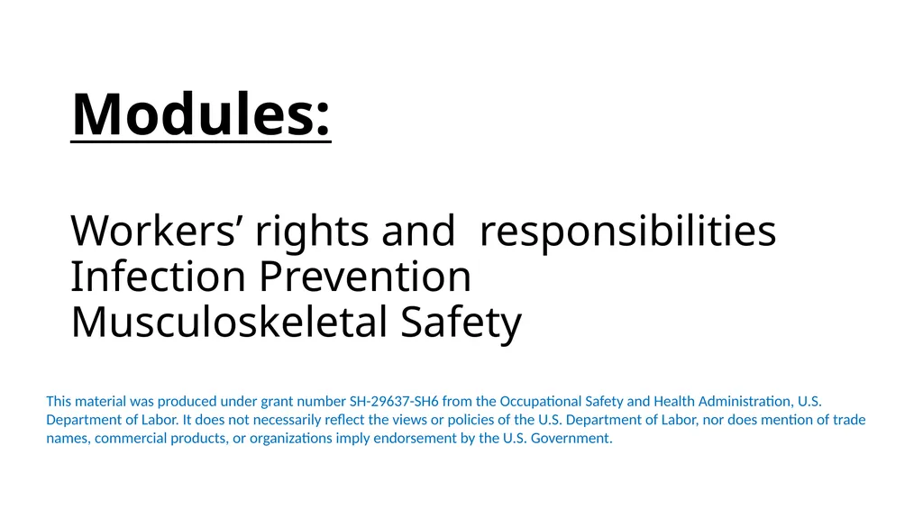 Modules: Workers’ rights and responsibilities - slide 1 of 33