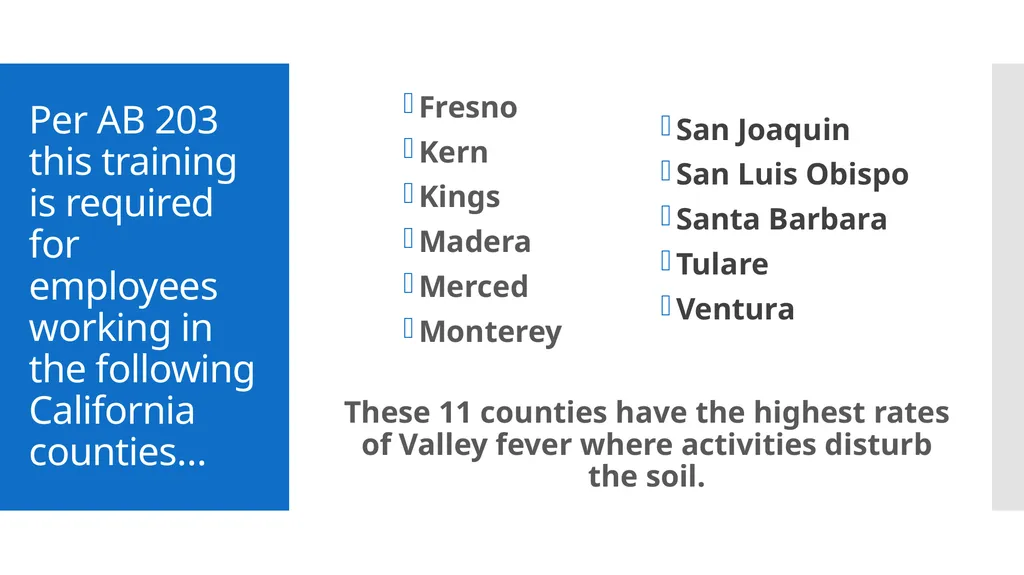 Per AB 203 this training is required for employees - slide 2 of 17