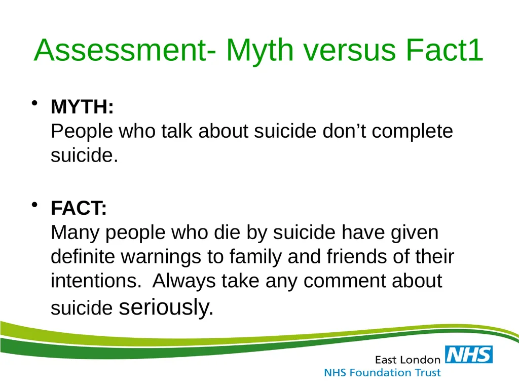 ELFT Training Packages for Primary Care Suicide - slide 27 of 35