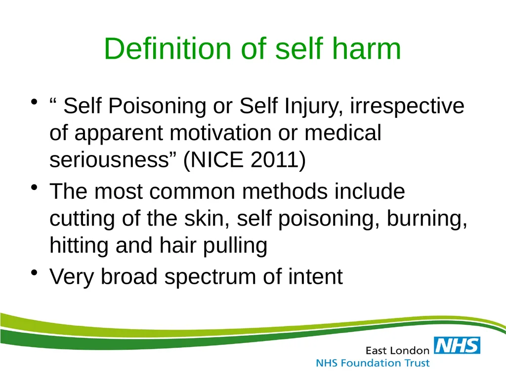ELFT Training Packages for Primary Care Suicide - slide 3 of 35