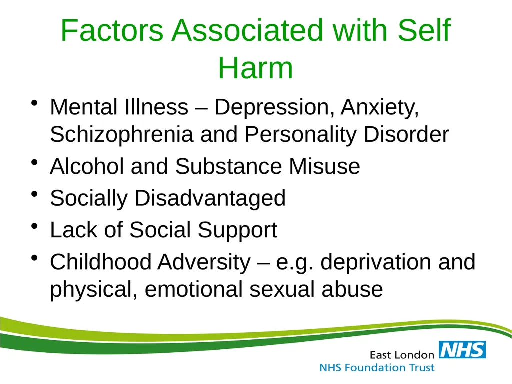 ELFT Training Packages for Primary Care Suicide - slide 7 of 35