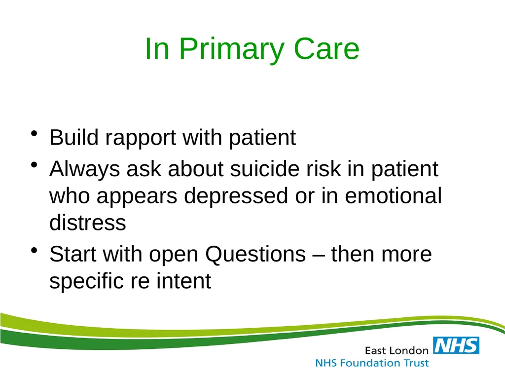 ELFT Training Packages for Primary Care Suicide - slide 31 of 35