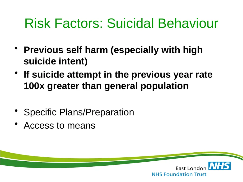 ELFT Training Packages for Primary Care Suicide - slide 20 of 35