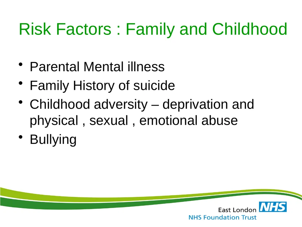 ELFT Training Packages for Primary Care Suicide - slide 18 of 35