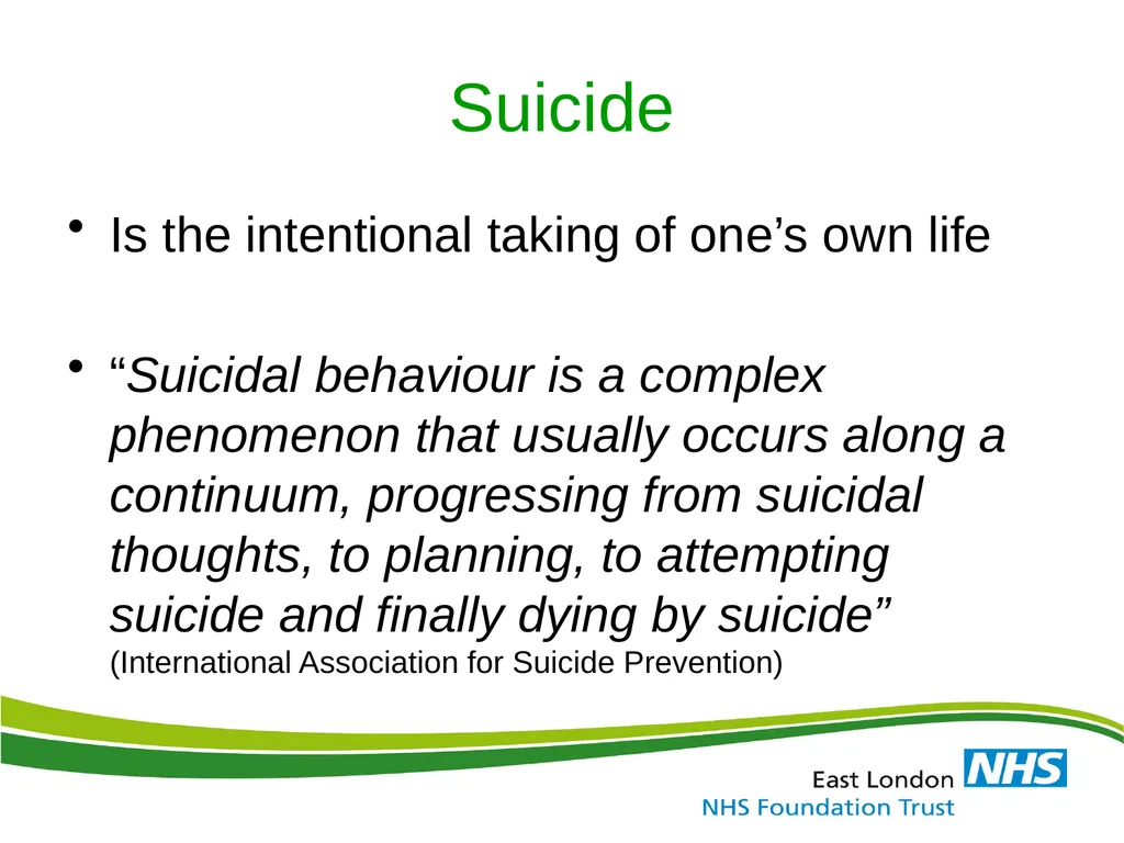 ELFT Training Packages for Primary Care Suicide - slide 10 of 35