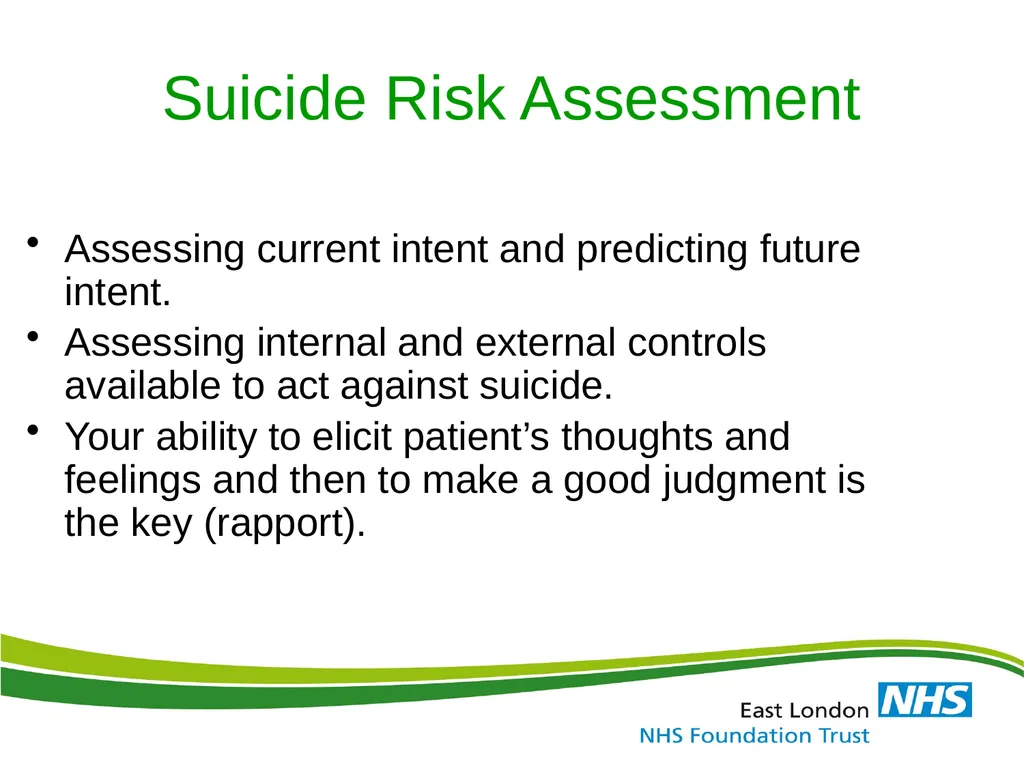 ELFT Training Packages for Primary Care Suicide - slide 25 of 35
