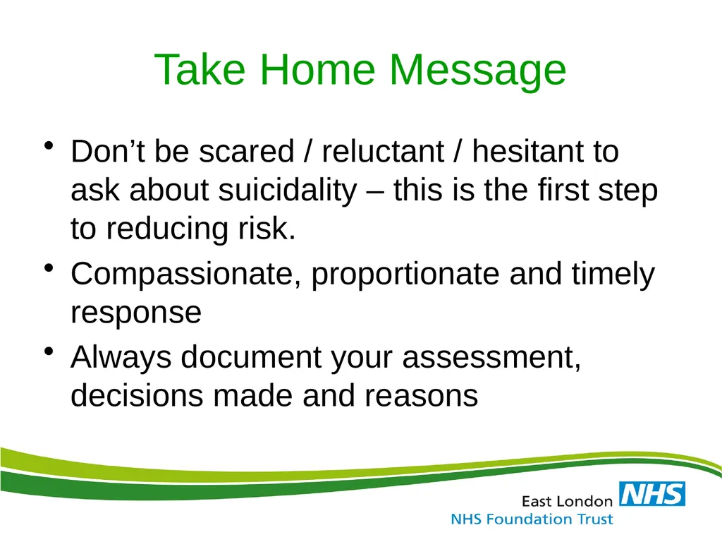 ELFT Training Packages for Primary Care Suicide - slide 34 of 35