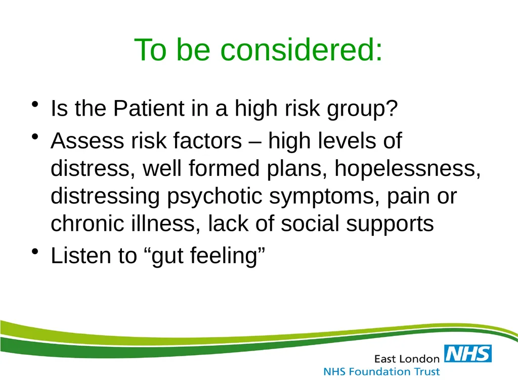 ELFT Training Packages for Primary Care Suicide - slide 32 of 35