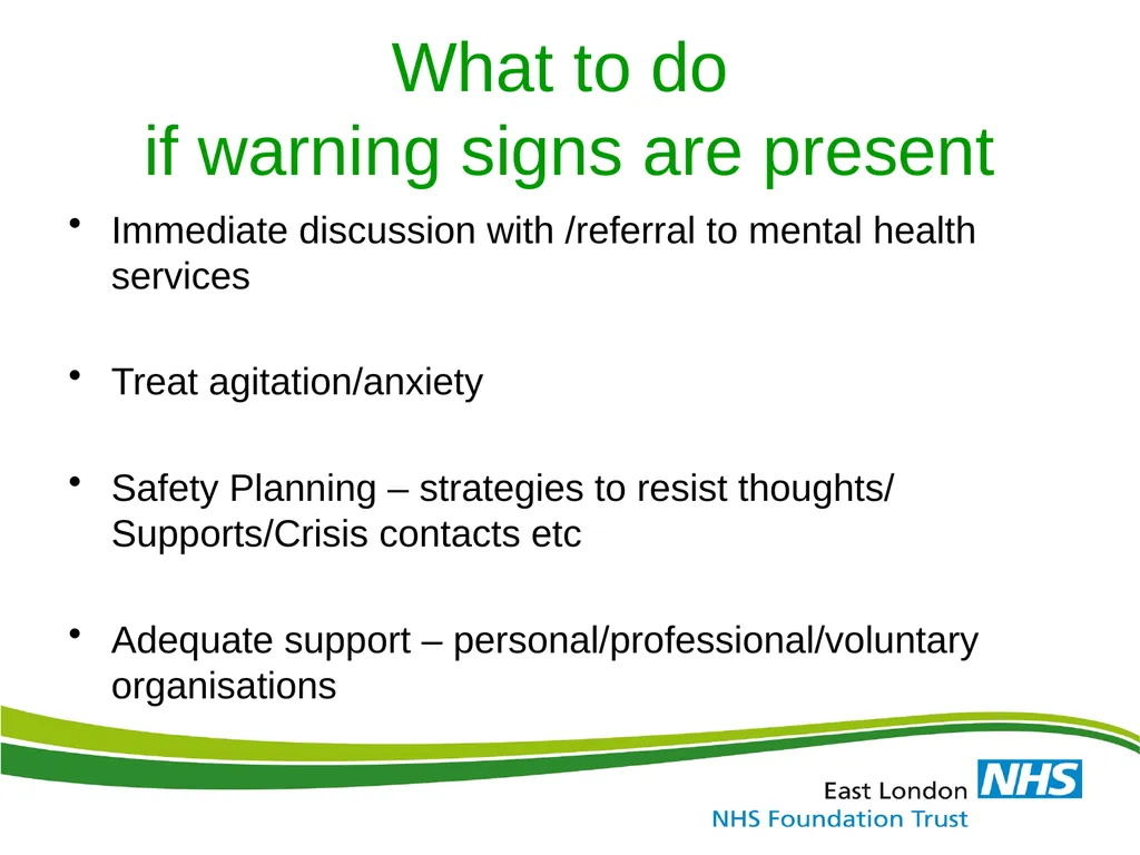 ELFT Training Packages for Primary Care Suicide - slide 33 of 35