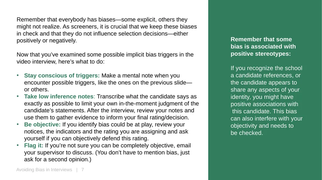 Avoiding Bias in Video Interview Training Every - slide 7 of 9