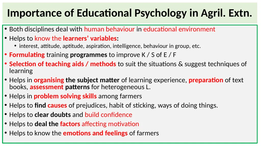 Educational Psychology Ganesamoorthi, S. Asst. - slide 10 of 101