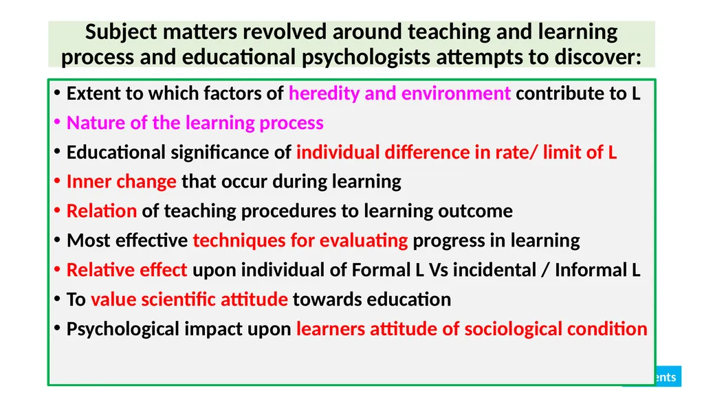 Educational Psychology Ganesamoorthi, S. Asst. - slide 9 of 101