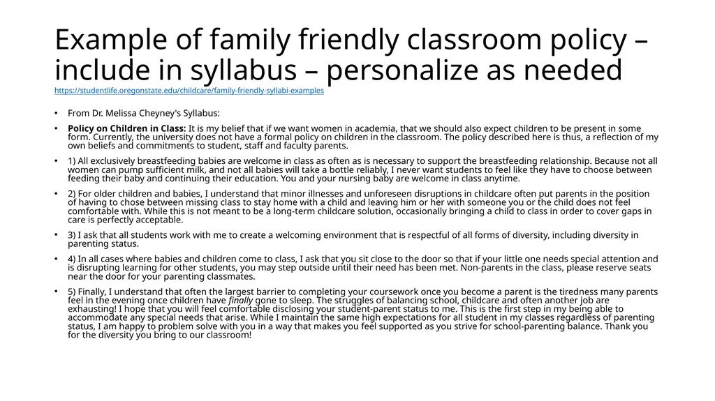 Syllabus statements for an inclusive classroom - slide 28 of 28