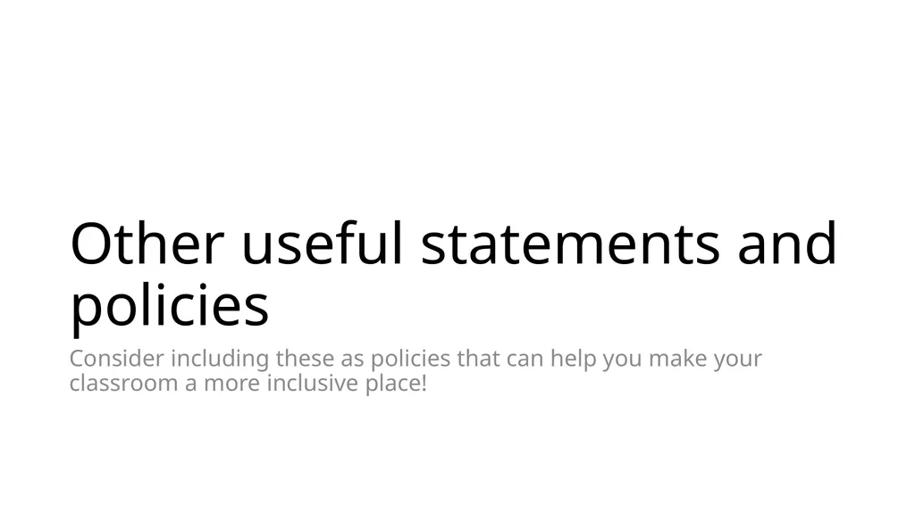 Syllabus statements for an inclusive classroom - slide 8 of 28