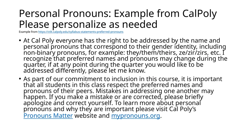 Syllabus statements for an inclusive classroom - slide 23 of 28