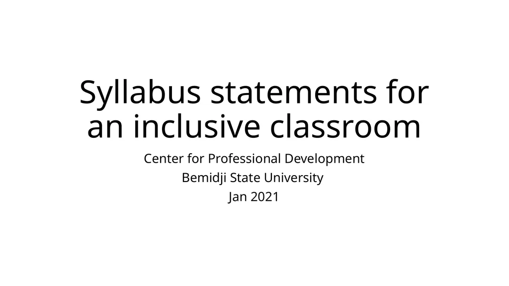 Syllabus statements for an inclusive classroom - slide 1 of 28
