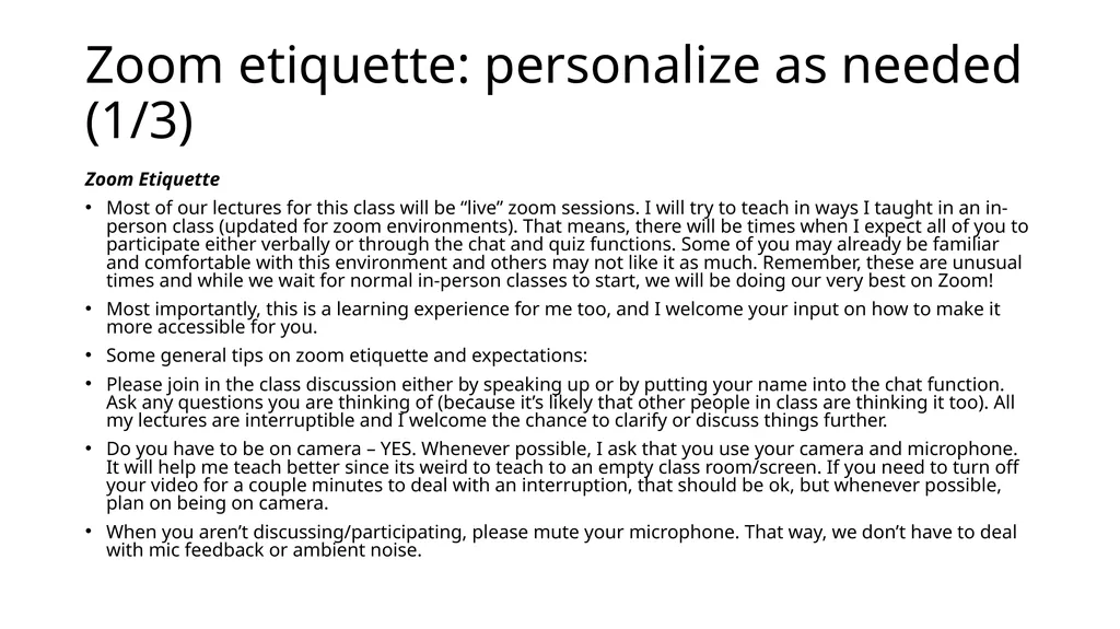 Syllabus statements for an inclusive classroom - slide 9 of 28