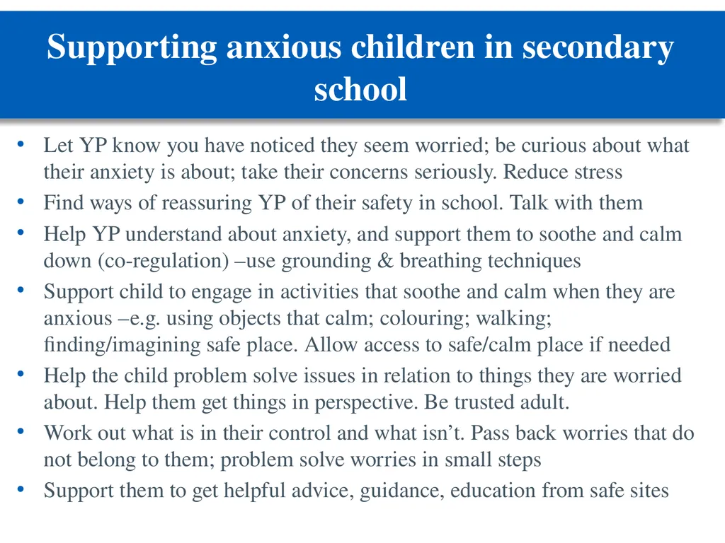 Managing anxiety: practical guidance for schools - slide 17 of 27