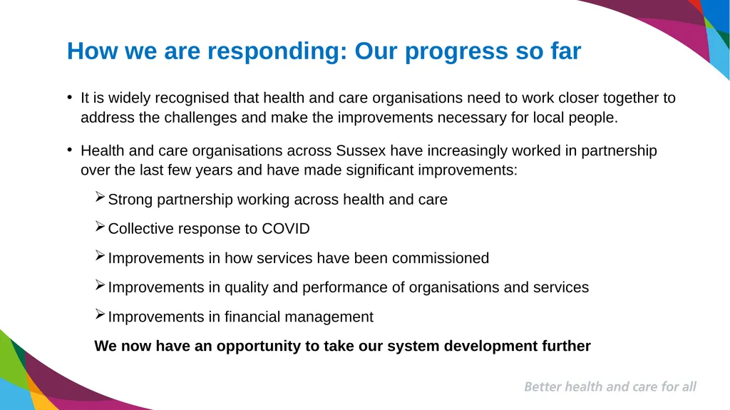 Better health and care for all Developing our - slide 6 of 16
