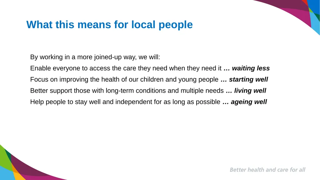 Better health and care for all Developing our - slide 16 of 16
