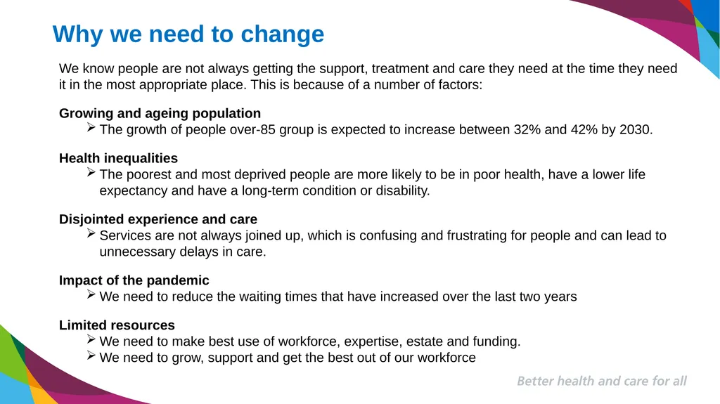 Better health and care for all Developing our - slide 4 of 16