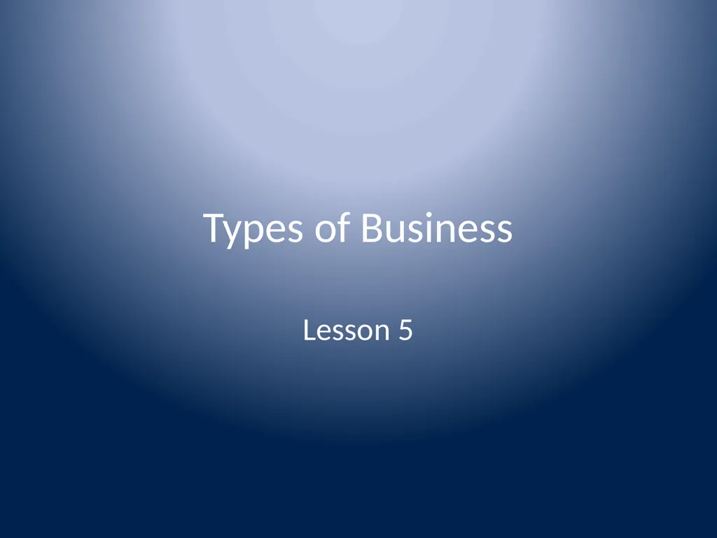 Types of Business Lesson 5 BUSINESS