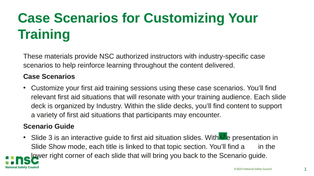 Case Scenarios for Customizing Your Training These - slide 1 of 57