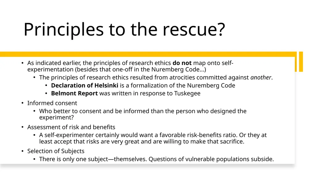 Self-Experimentation: History, Ethics, and Current - slide 15 of 21