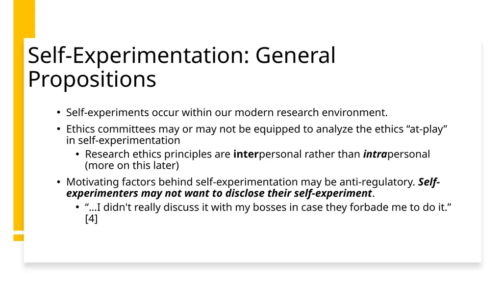 Self-Experimentation: History, Ethics, and Current - slide 6 of 21