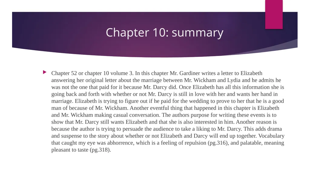 Pride and Prejudice project: Chapters 52-61 - slide 2 of 18