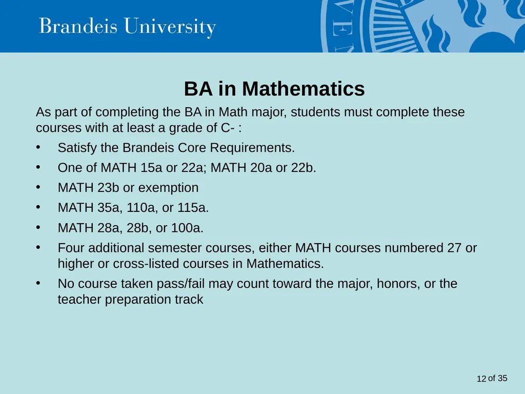 Brandeis University Mathematics Department - slide 12 of 21