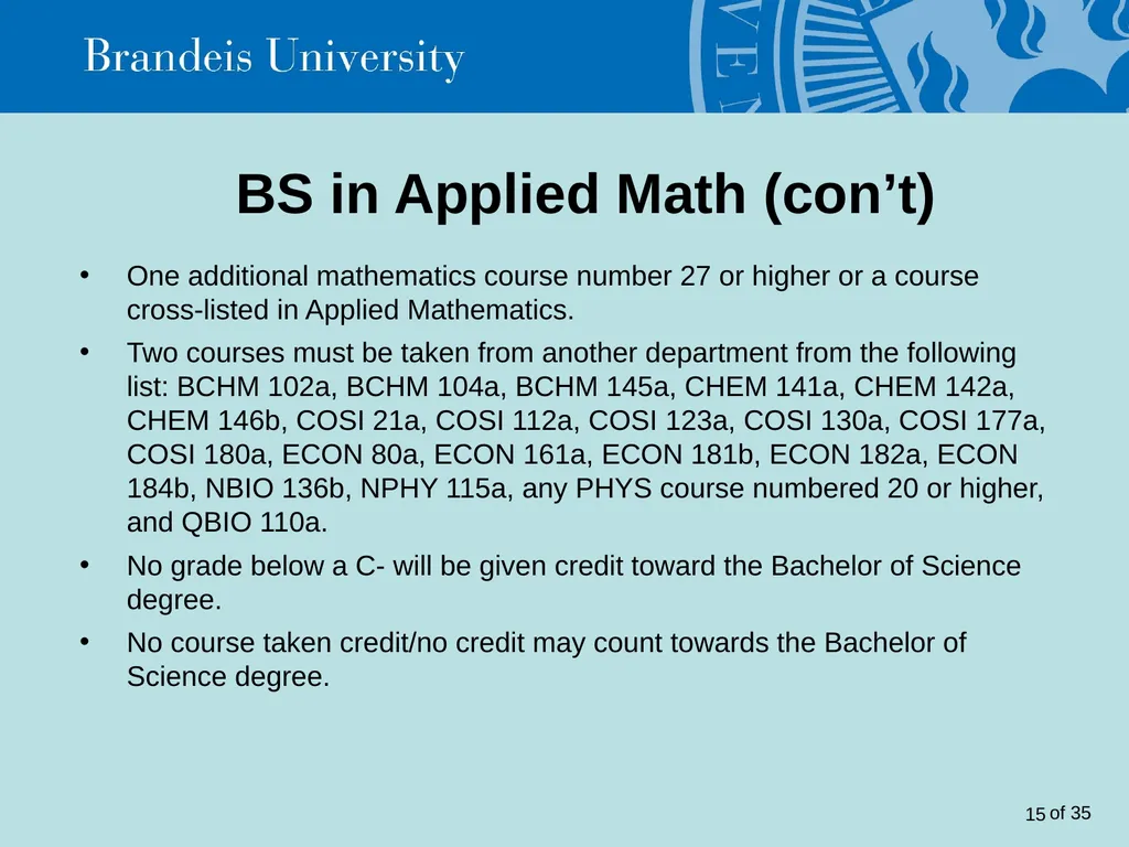 Brandeis University Mathematics Department - slide 15 of 21