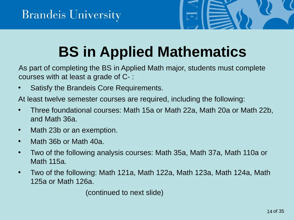Brandeis University Mathematics Department - slide 14 of 21