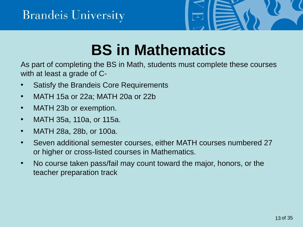 Brandeis University Mathematics Department - slide 13 of 21
