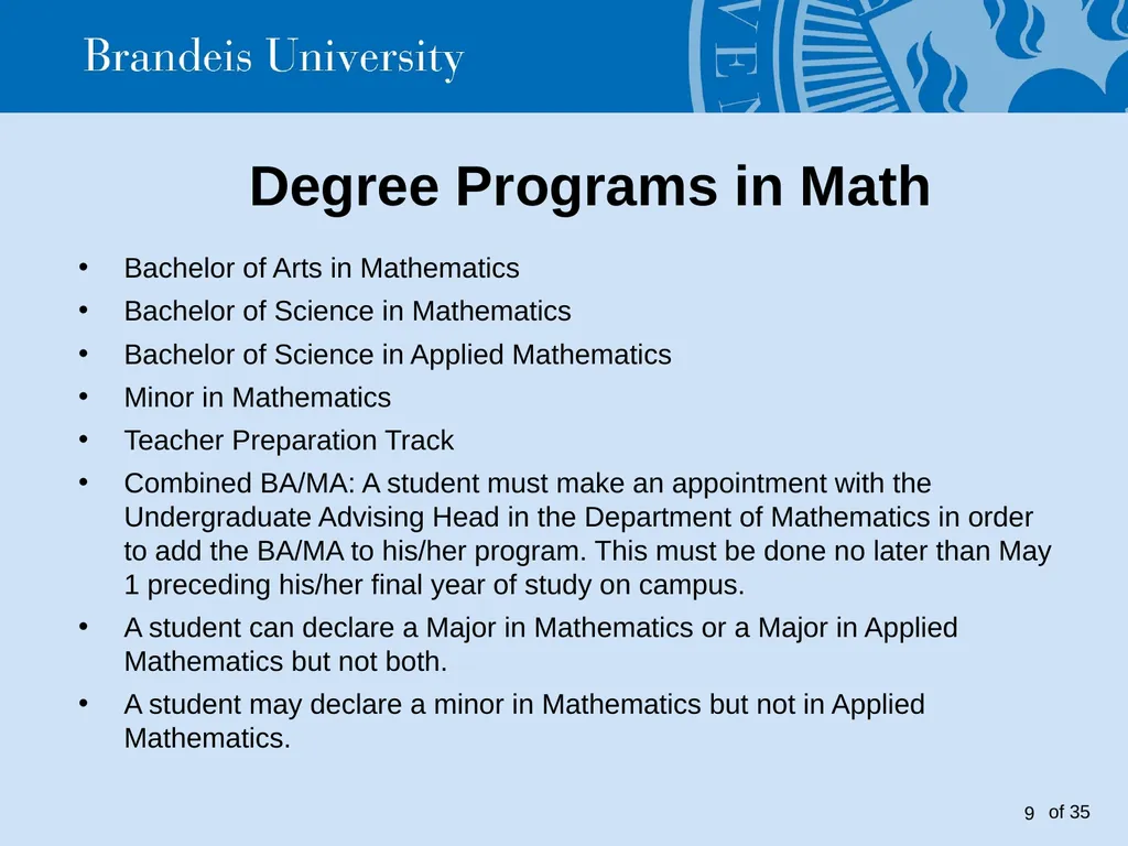 Brandeis University Mathematics Department - slide 9 of 21