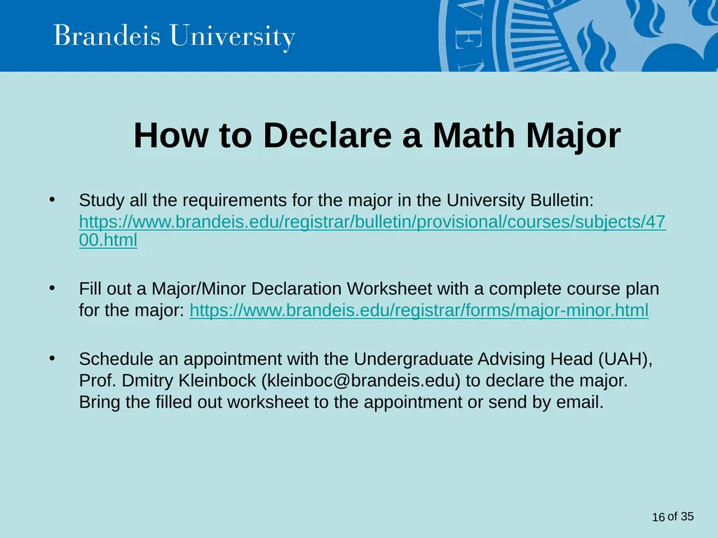 Brandeis University Mathematics Department - slide 16 of 21