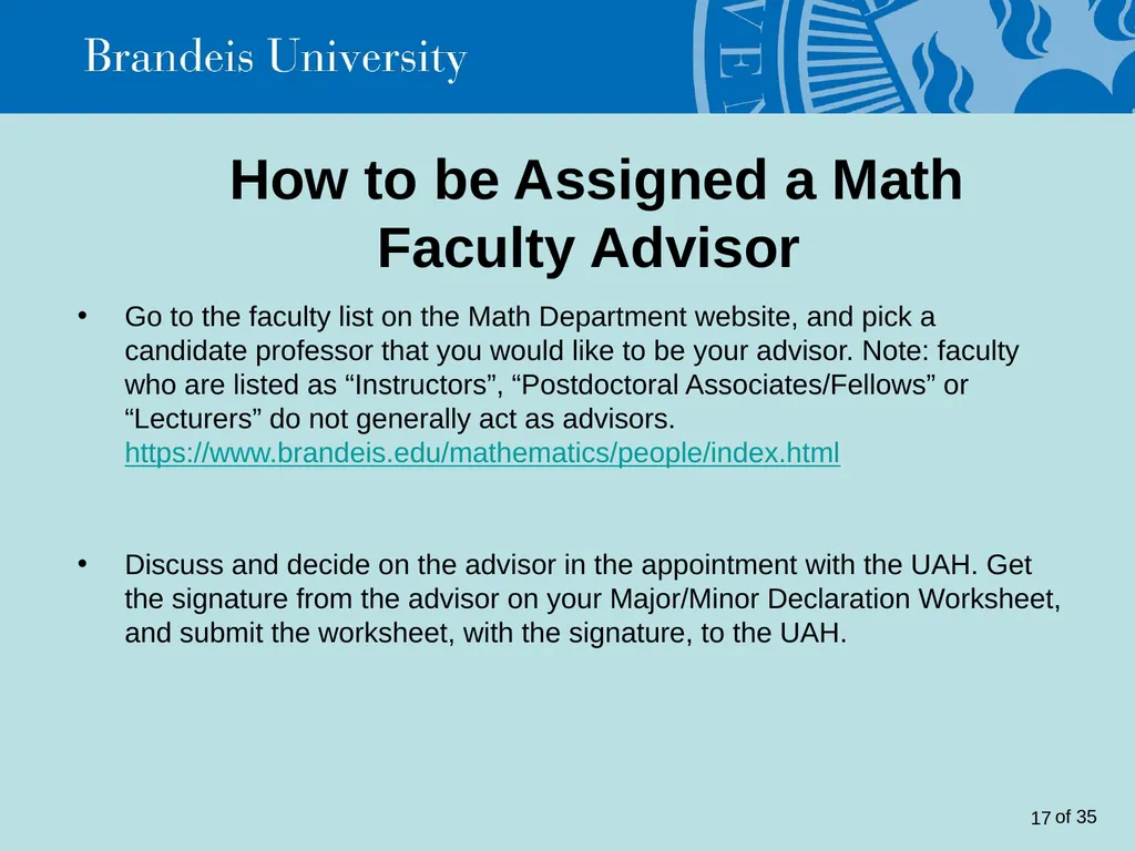 Brandeis University Mathematics Department - slide 17 of 21