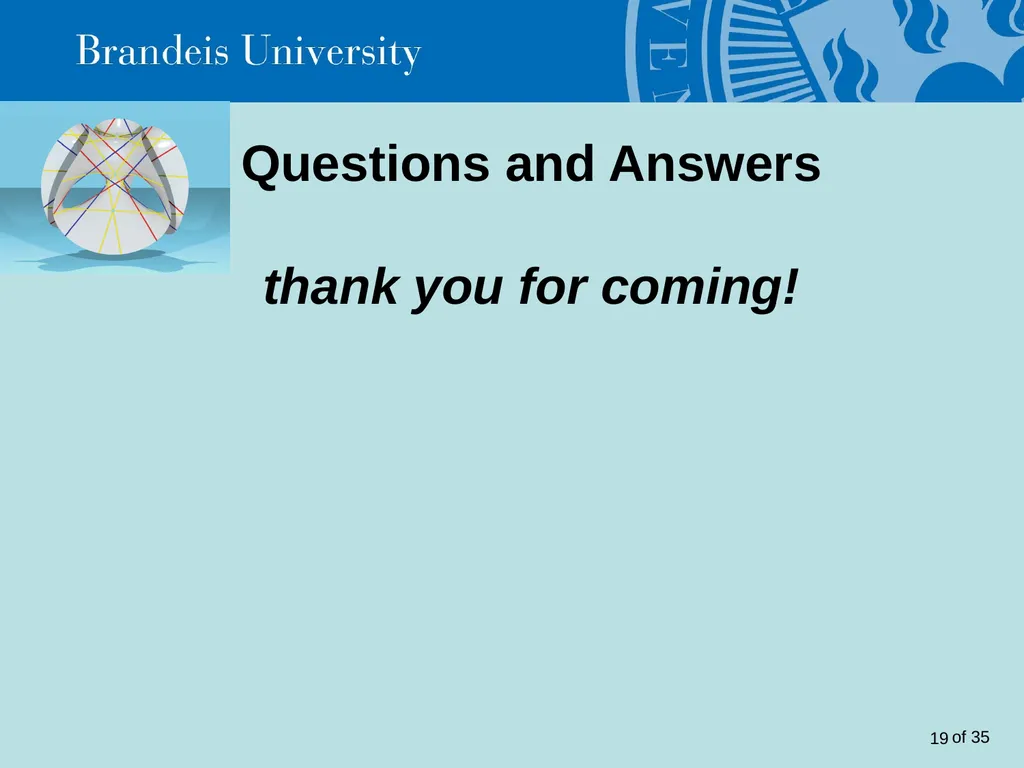 Brandeis University Mathematics Department - slide 19 of 21