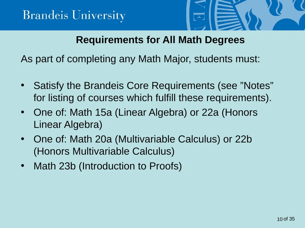 Brandeis University Mathematics Department - slide 10 of 21