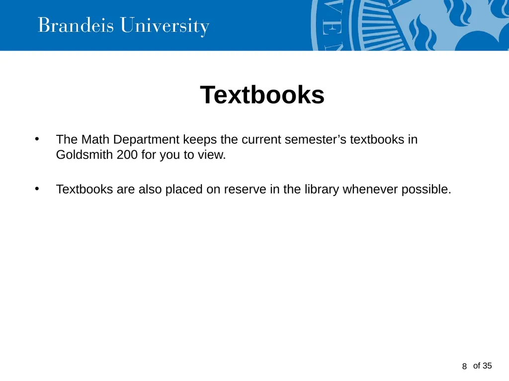 Brandeis University Mathematics Department - slide 8 of 21