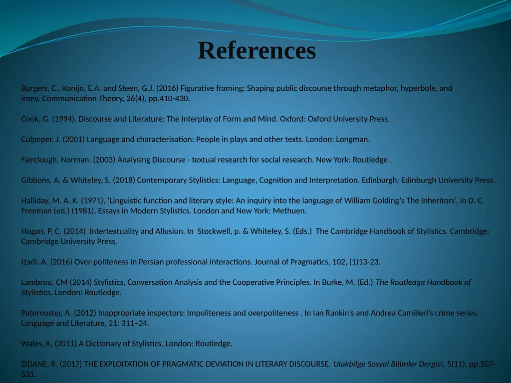 Doing Stylistic Analysis across Different - slide 17 of 17