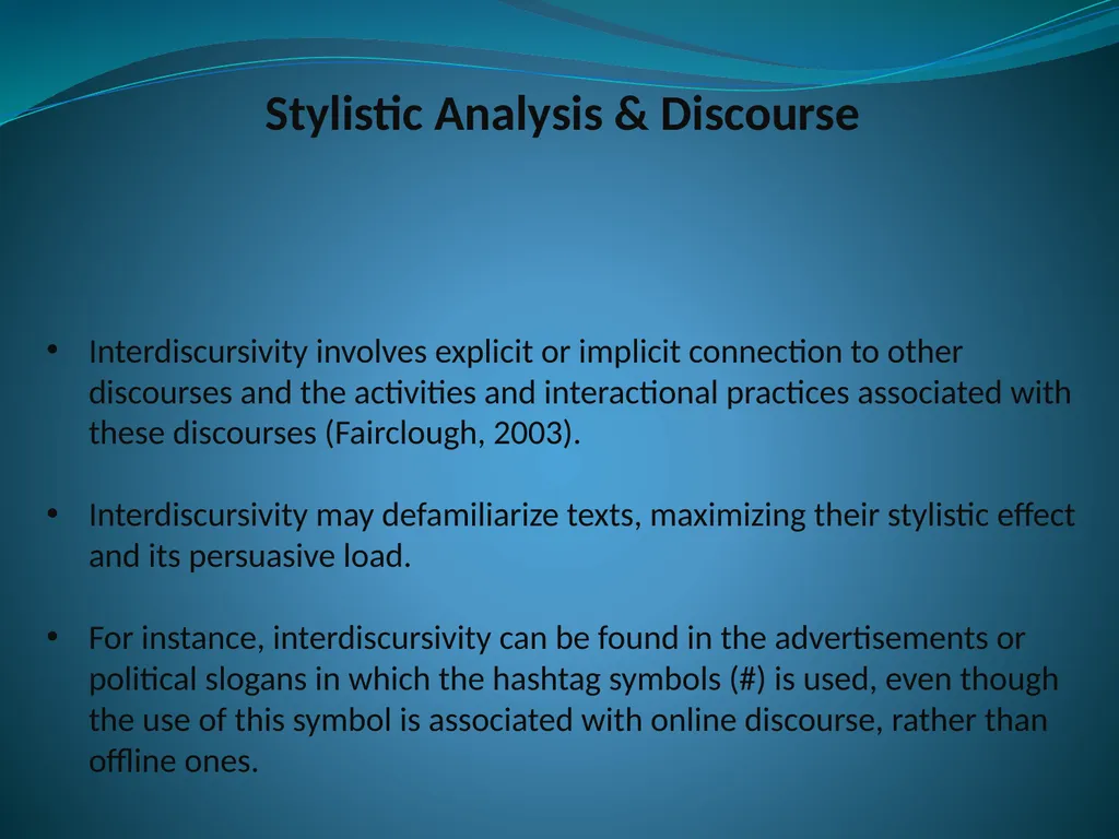 Doing Stylistic Analysis across Different - slide 16 of 17