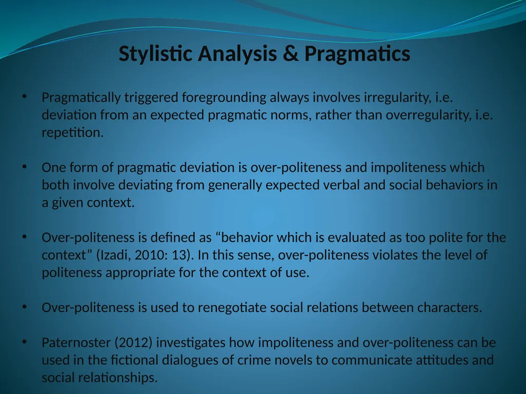 Doing Stylistic Analysis across Different - slide 9 of 17