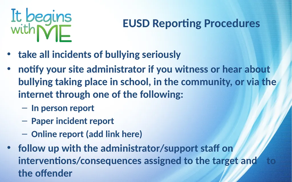 Bullying Prevention and Intervention Sample Staff - slide 13 of 14