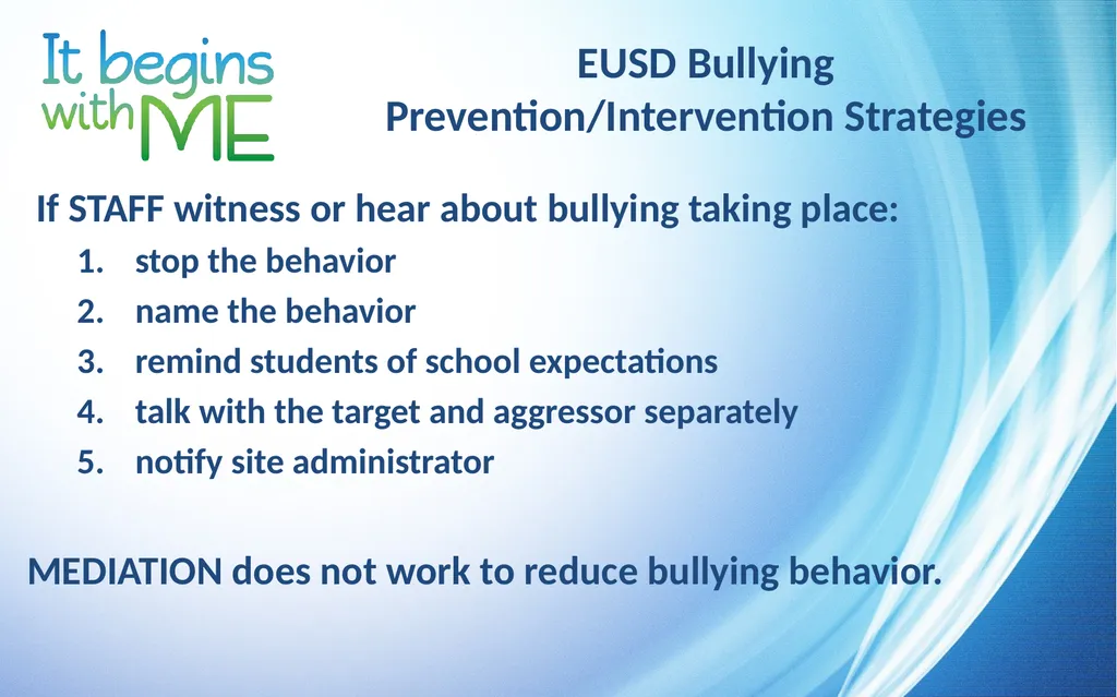 Bullying Prevention and Intervention Sample Staff - slide 8 of 14